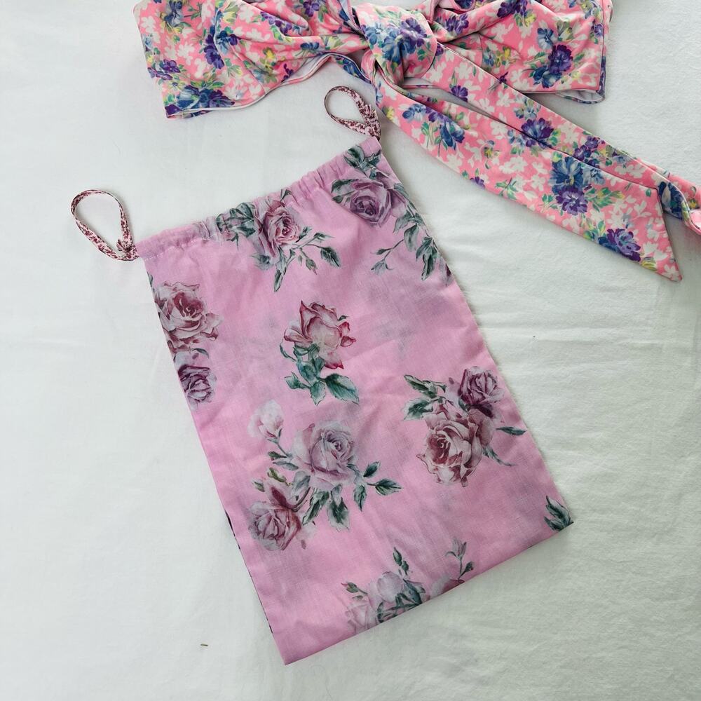 Love Shack Fancy Swim Palm Floral Ruffle Pink Bikini Top Sz Small Girly Coastal - Picture 8 of 12